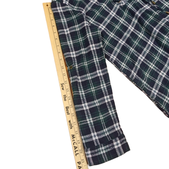 She+Sky Size Small Green Blue & White Flannel Tunic with Laces - Picture 9 of 11